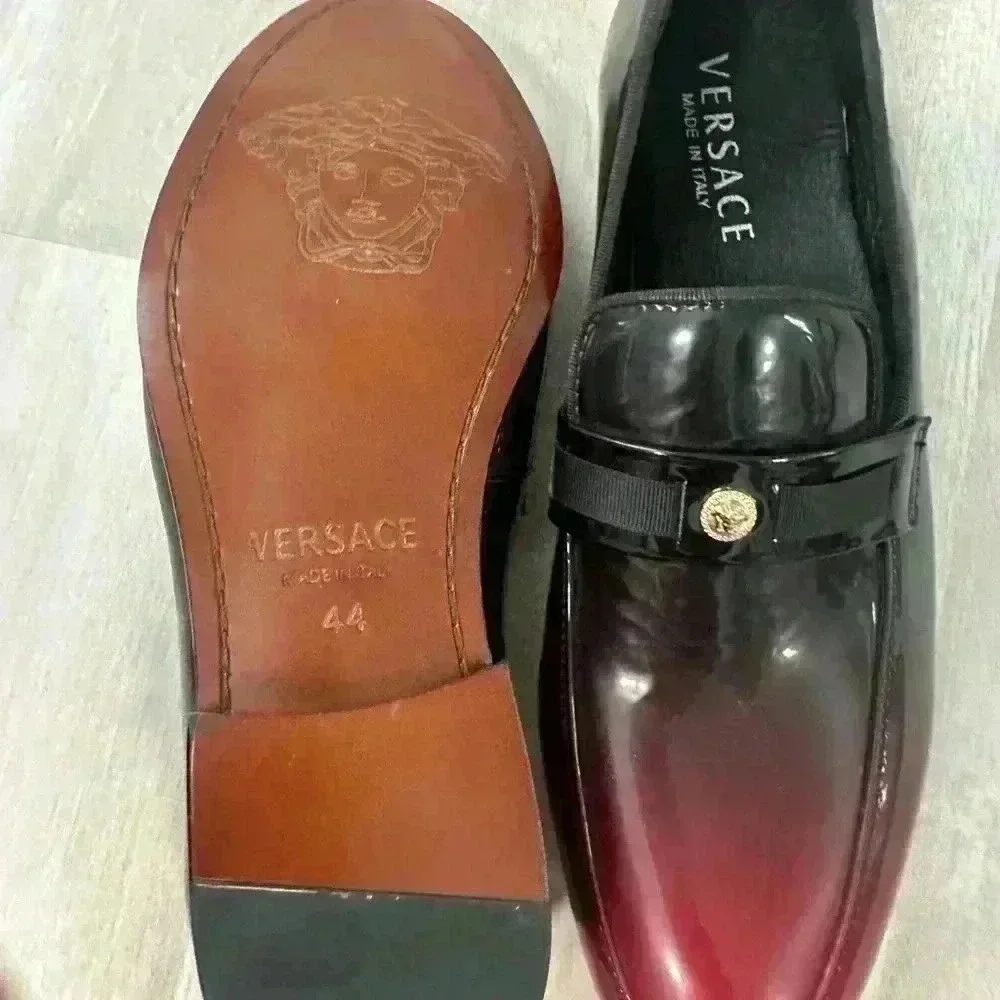 Versace Men's‎ Patent Leather Ombre Loafers Dress Shoes Made in Italy Size 44